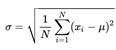 Standard Deviation Sigma of the N values