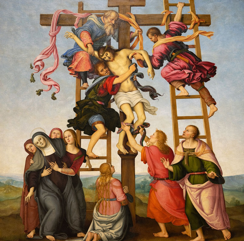 Descent from the Cross by Filippino Lippi and Pietro Vannucci detto Perugino